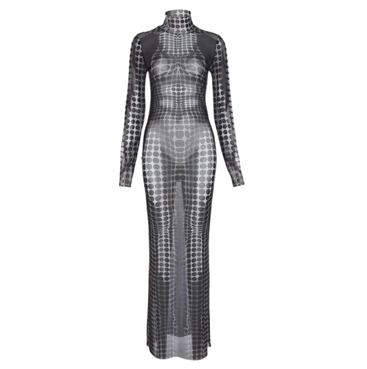 The Black & White dots Print Dress